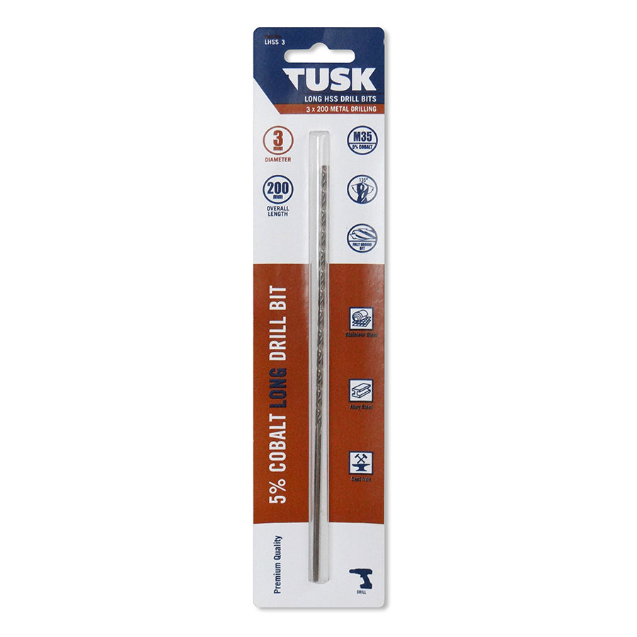 Long Cobalt Drill Bit - 200mm Long